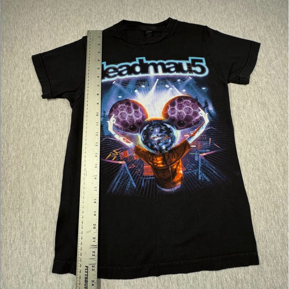 Deadmau5 Graphic T Shirt Black Neon DJ EDM Rave Tee Tultex Size XS - Picture 5 of 6